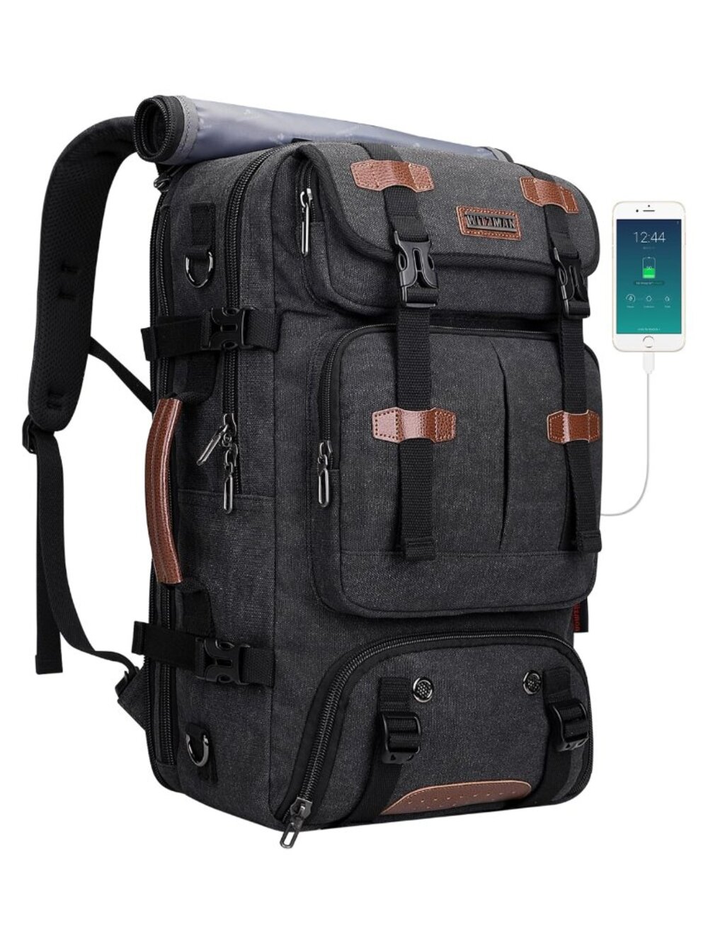 Travel Backpack 45L Carry-on Airline Approved Canvas Laptop USB